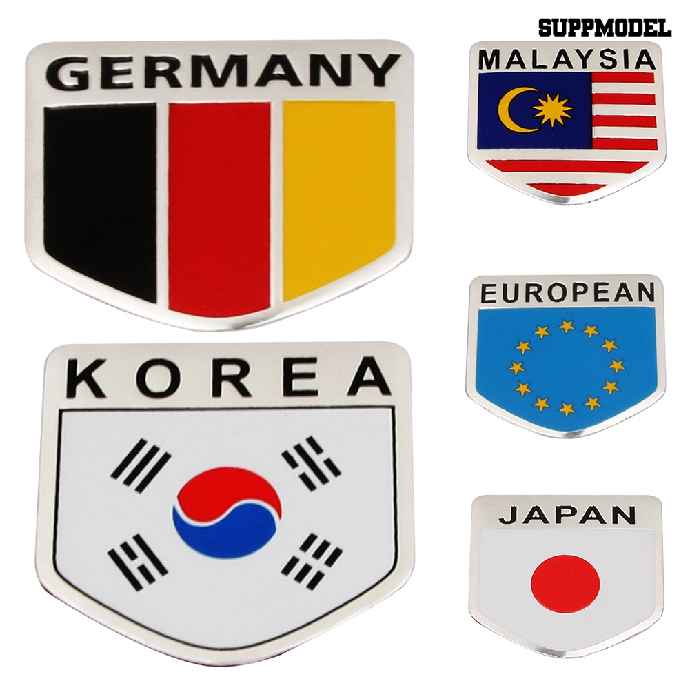 Stiker Emblem / Badge Motif Bendera Nasional 3D Untuk Dekorasi Body / Bumper / Jendela Mobil