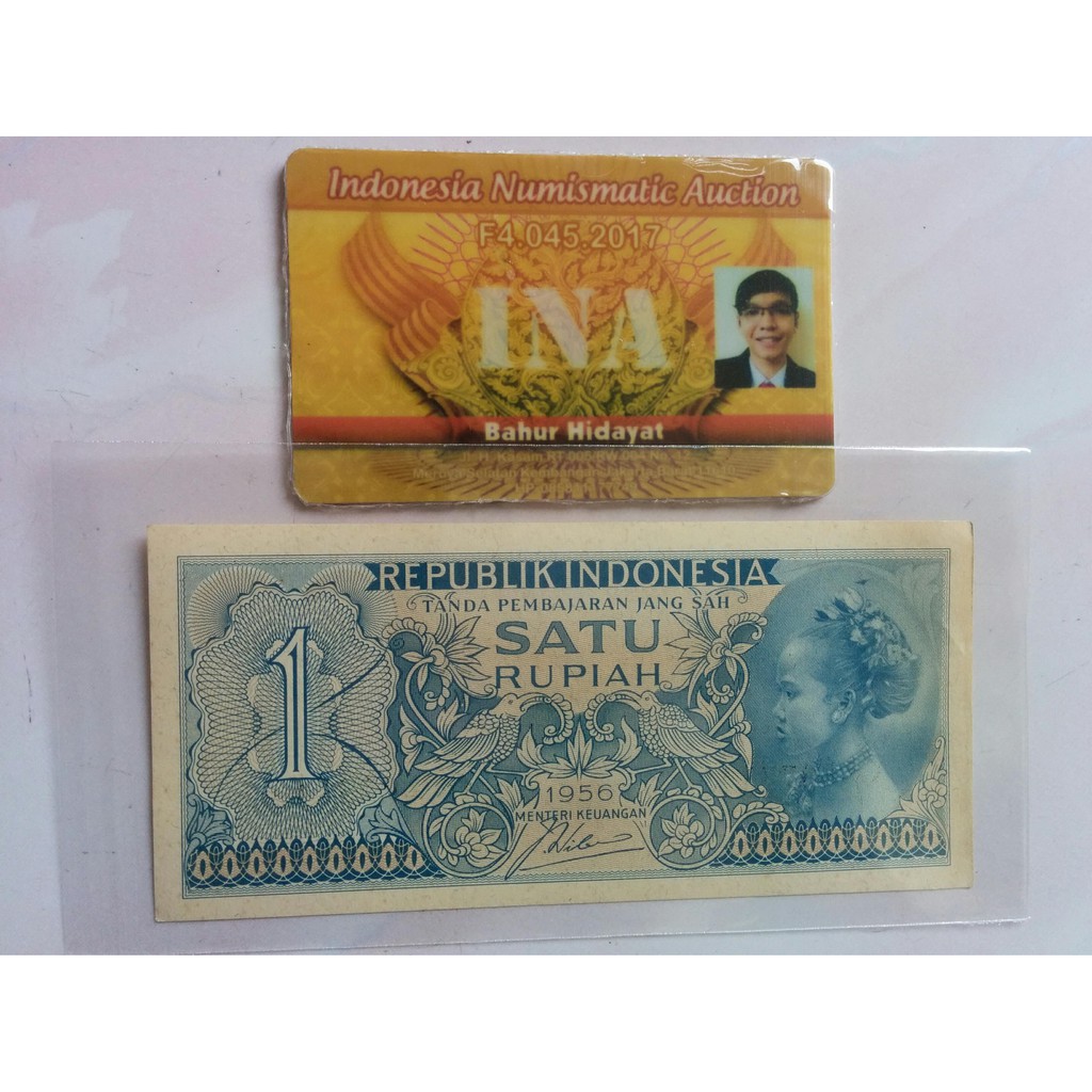 Uang Kuno Kertas Lama 1 Rupiah Tahun 1956 (XF)