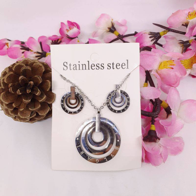 Kalung set titanium asli anti karat dan alergy