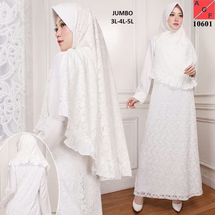 Gamis Putih Premium Baju Gamis Wanita / Gamis Jumbo / Gamis Putih / Baju Muslim #10601 JMB