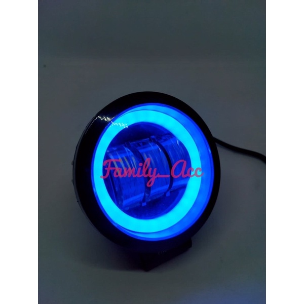 Lampu Tembak K30 3 Mata LED Daymaker Bulat Besar + Angel Eye Blue Motor Universal