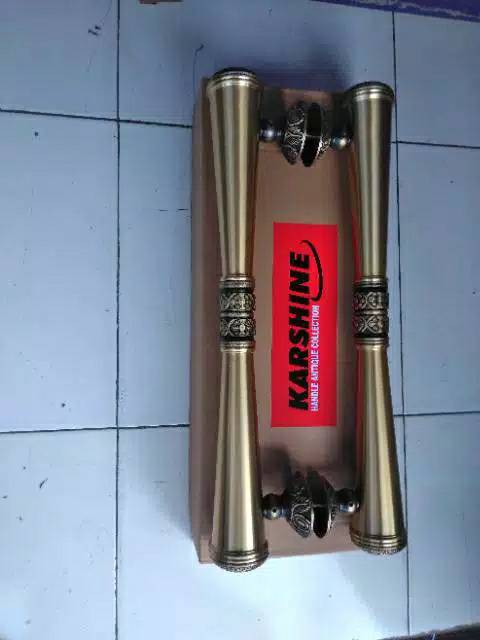 Handle Pintu / Gagang Pintu Rumah Pagar Kuningan Antik Murah Motif Godod Ukir 57cm