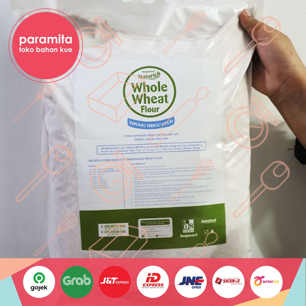 Bogasari Naturich Whole Wheat Flour Tepung Gandum Utuh Repack 500 gr