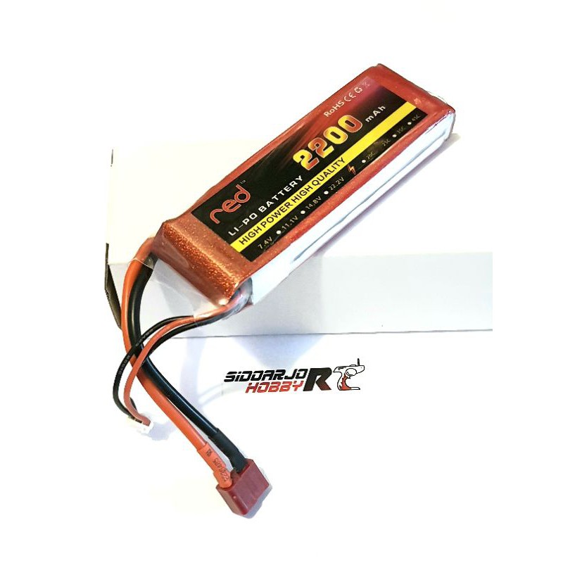 BATERAI BATRE BATTERY RED LIPO LI-PO 2S 7.4V 7.4 V 2200 MAH 2200MAH T DEAN