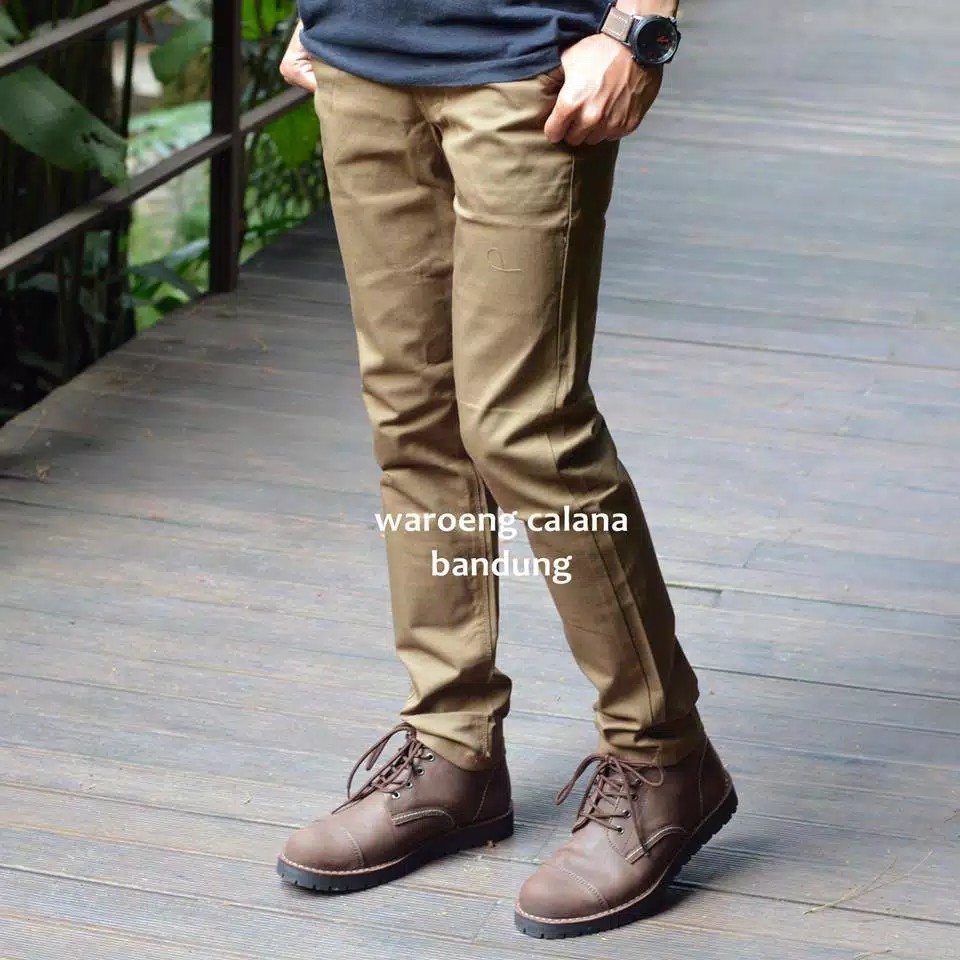 CHINO PANJANG PRIA cream CINO CHINOS PANTS SLIM FIT Khaki mocca long pant chino skinny cowok