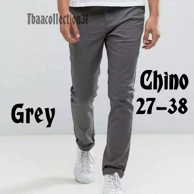 TERMURAH HITZ KEKINIAN CELANA PANJANG CHINO PRIA QUALITY PREMIUM ORIGINAL BRAND WARNA GREY