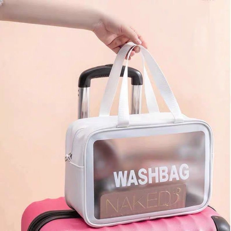 TAS KOSMETIK PREMIUM TRANSPARAN WASHBAG TRAVEL POUCH MAKE UP SERBAGUNA