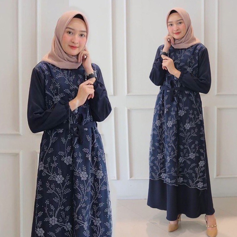 HM Baju Kondangan Kekinian / Yasmin Dress Pesta Wanita / Gamis brukat M L XL