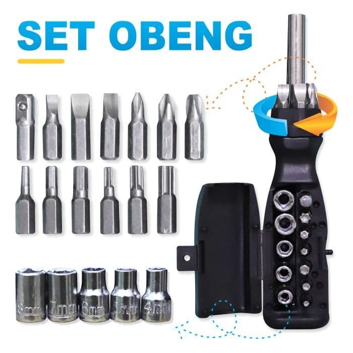 Obeng Set 19 in 1 Bagasi Screwdriver Assorted Tools Life Assistant 19in1 screw driver baut sekrup