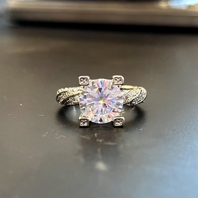 Cincin Jari Hias Batu Kristal Kubik Zirkonia Untuk Wanita