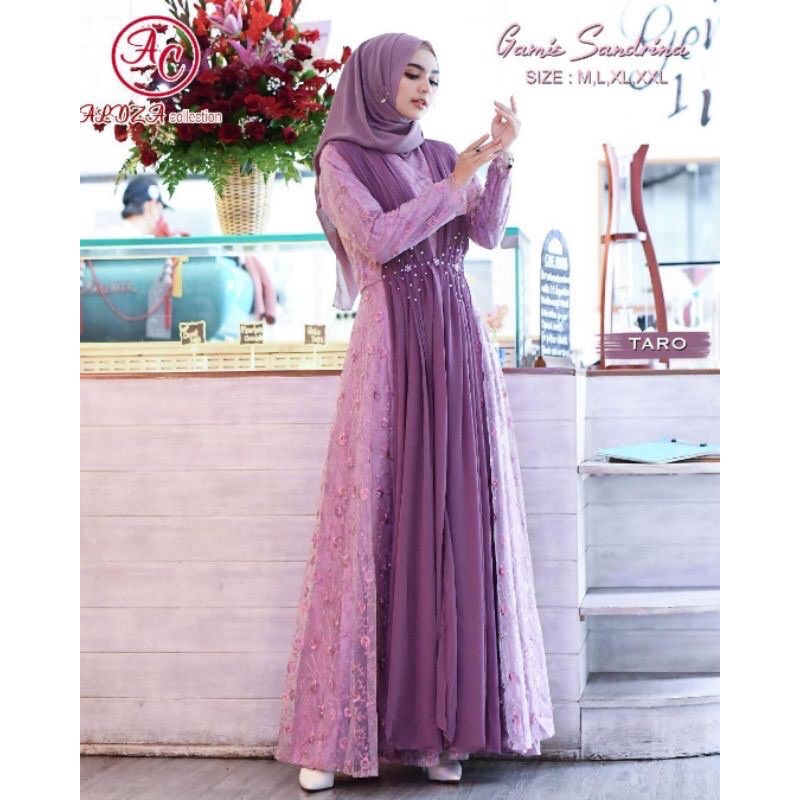 Gamis Sandrina Tille Mocca // Real Pict // Original Produk // Gamis Pesta // Gamis Kebaya Moderen // Gamis Pesta Terbaru // Gamis Bahan Tille Lembut