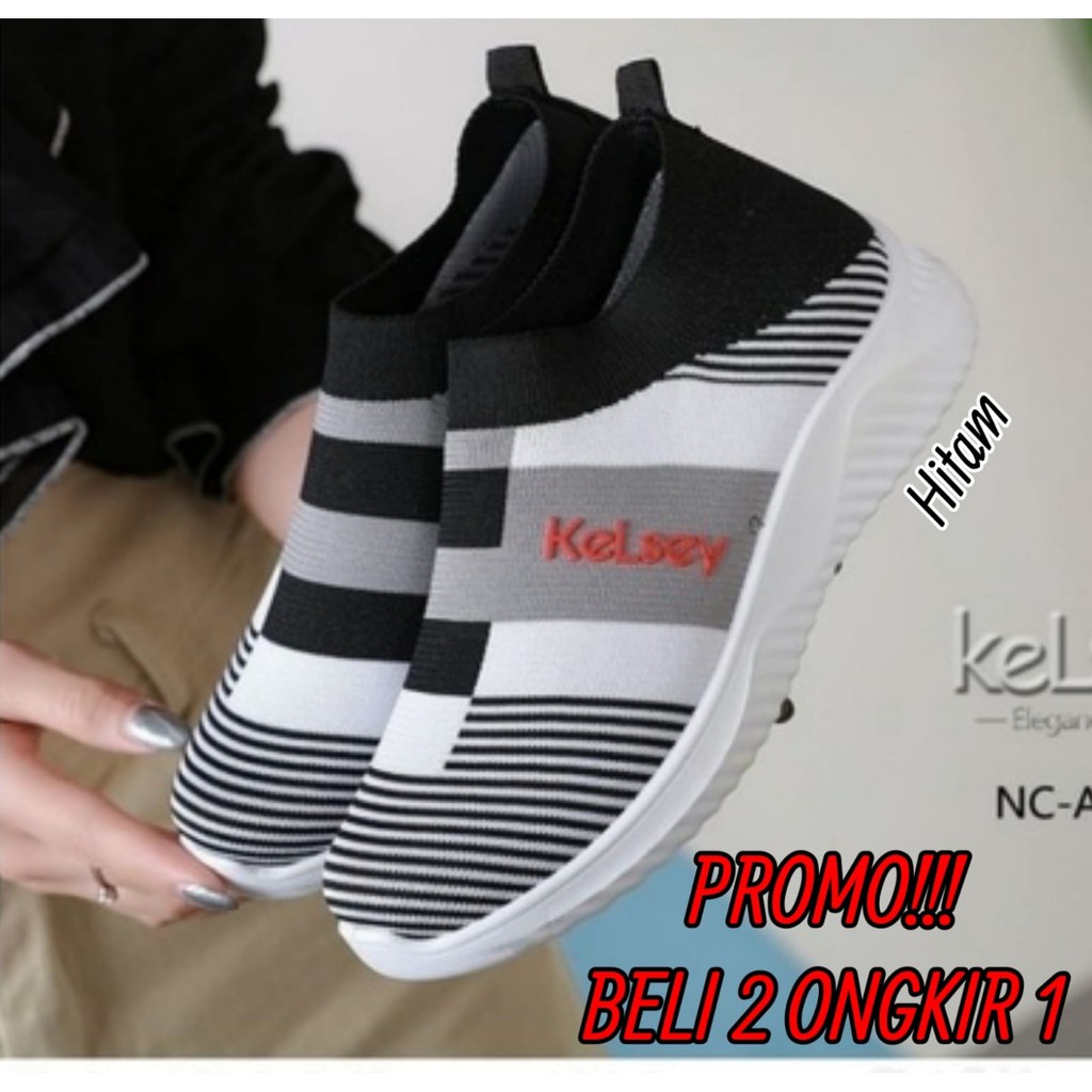 PROMO SALE !!! SEPATU WANITA SPORT TERBARU KESLEY GARIS WARNA