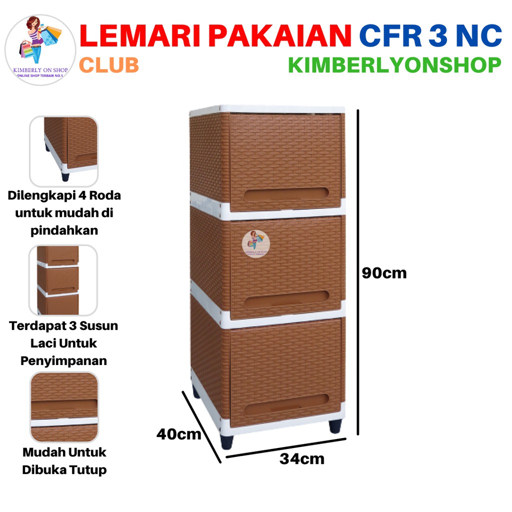 Lemari Laci Flip Plastik Serbaguna Susun 3 CFR 3 WJC