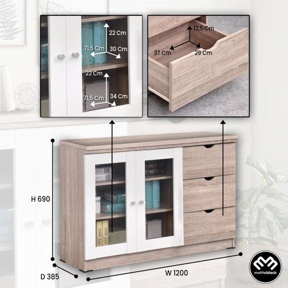 Blackmabel - Lemari Rak Hias Sedang Kabinet Buku Piala Pintu Kaca Good