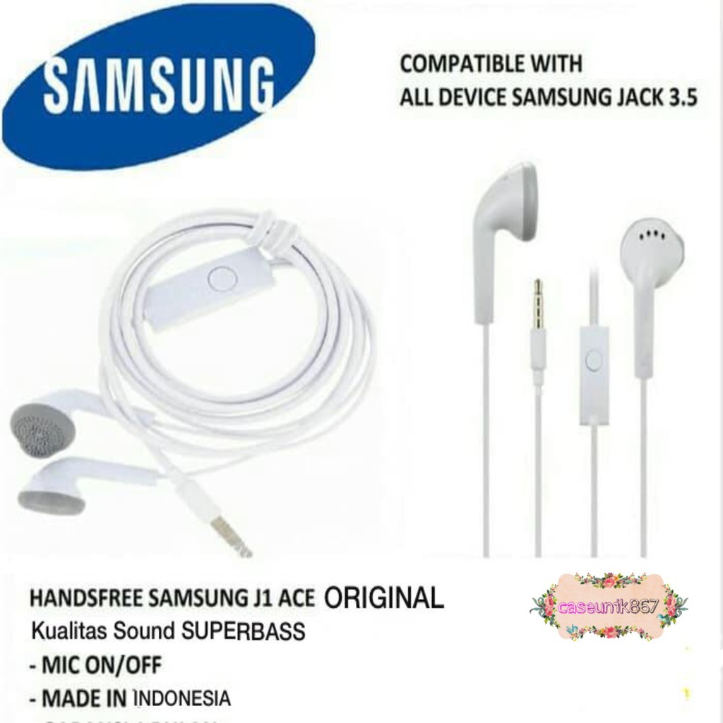 Headset Headsfree henset Hf Samsung J1ace , J2prime , J3 , J5 ,A10s ,s5830 original INDONESIA CS1123