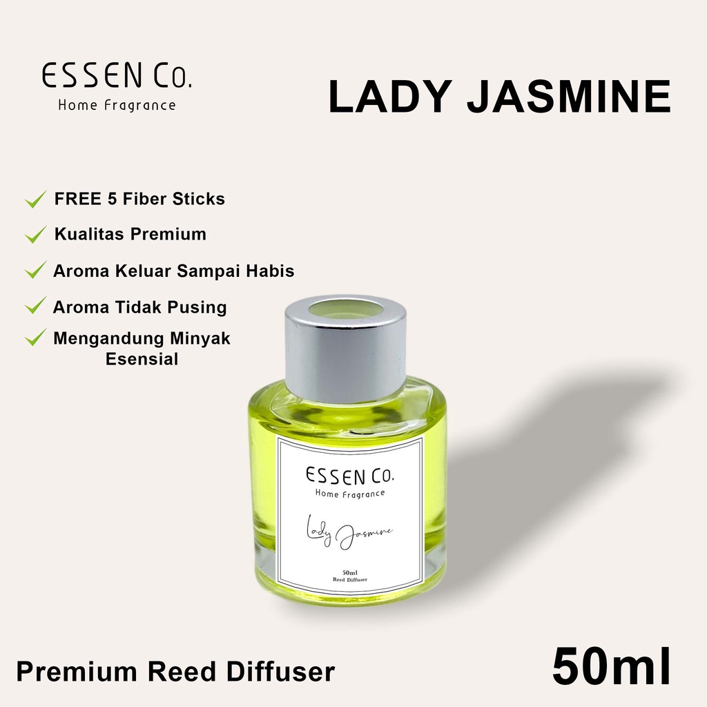 Essen Co Reed Diffuser Aromatherapy Jasmine Pengharum Pewangi Ruangan Aromaterapi Melati 50ml