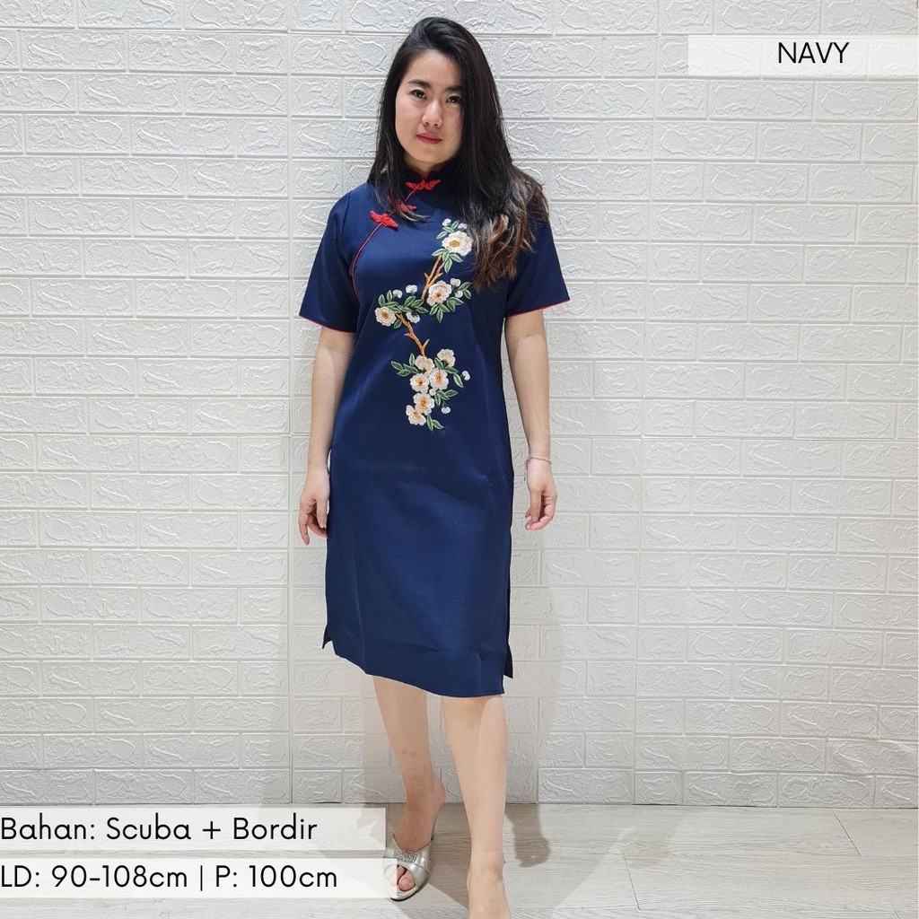 2779 chinese flower dress scuba
