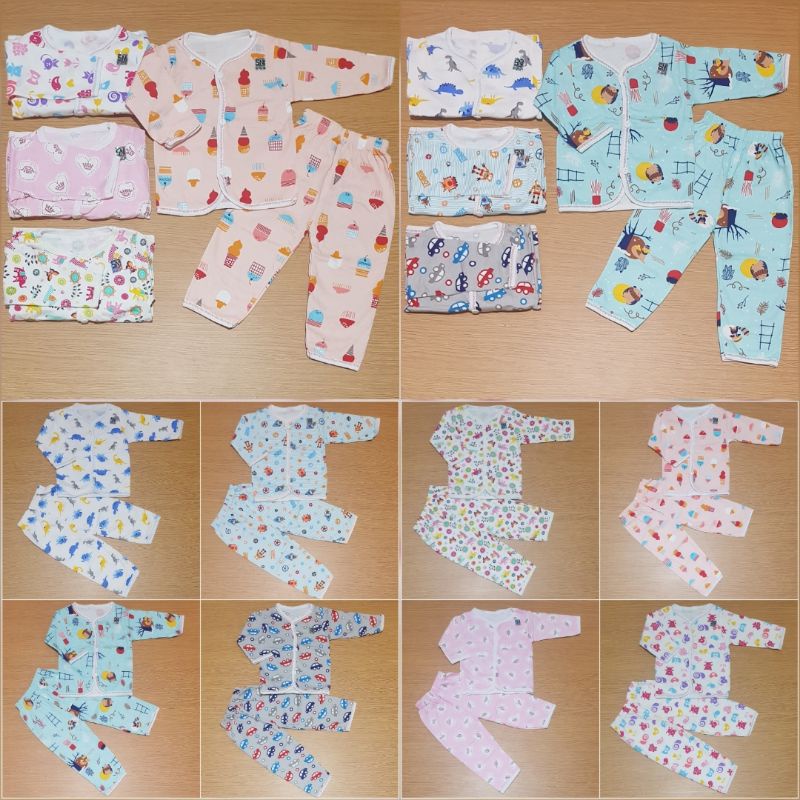 Setelan Baju Celana panjang piyama tidur bayi motif printing lucu