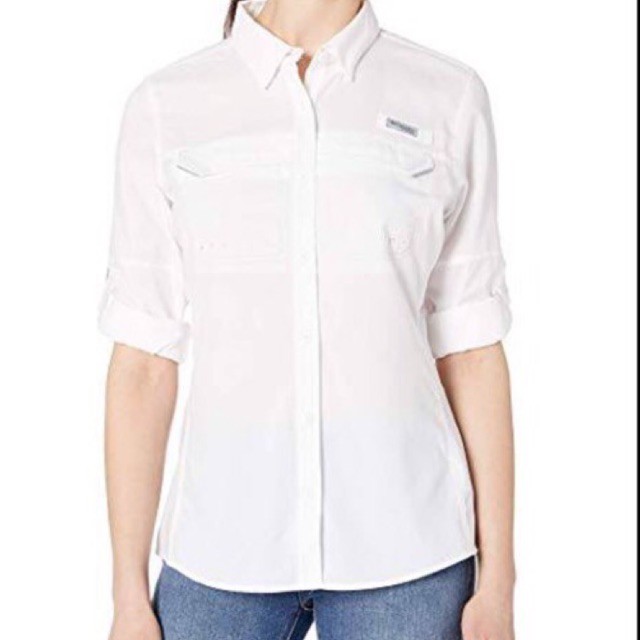 kemeja wanita lengan panjang putih columbia