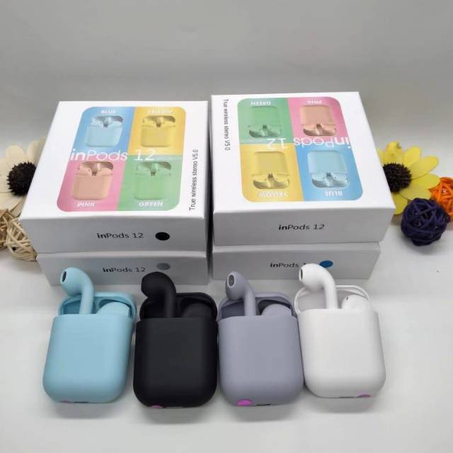 Headset Bluetooth Inpod 12 i12 Macaron TWS Original Android iOS Earphone Murah