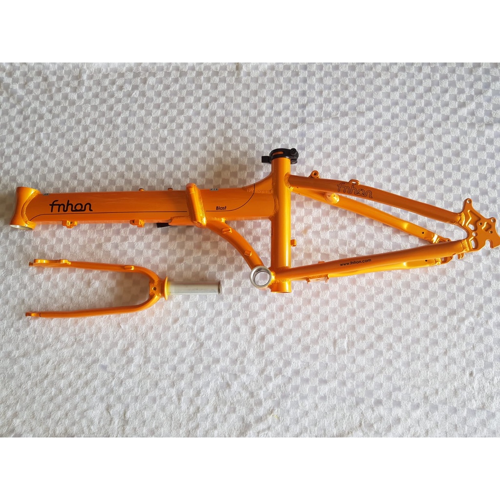 Frame Fork plus Handlepost Fnhon Blast Orange oren Discbrake 20 22 inch