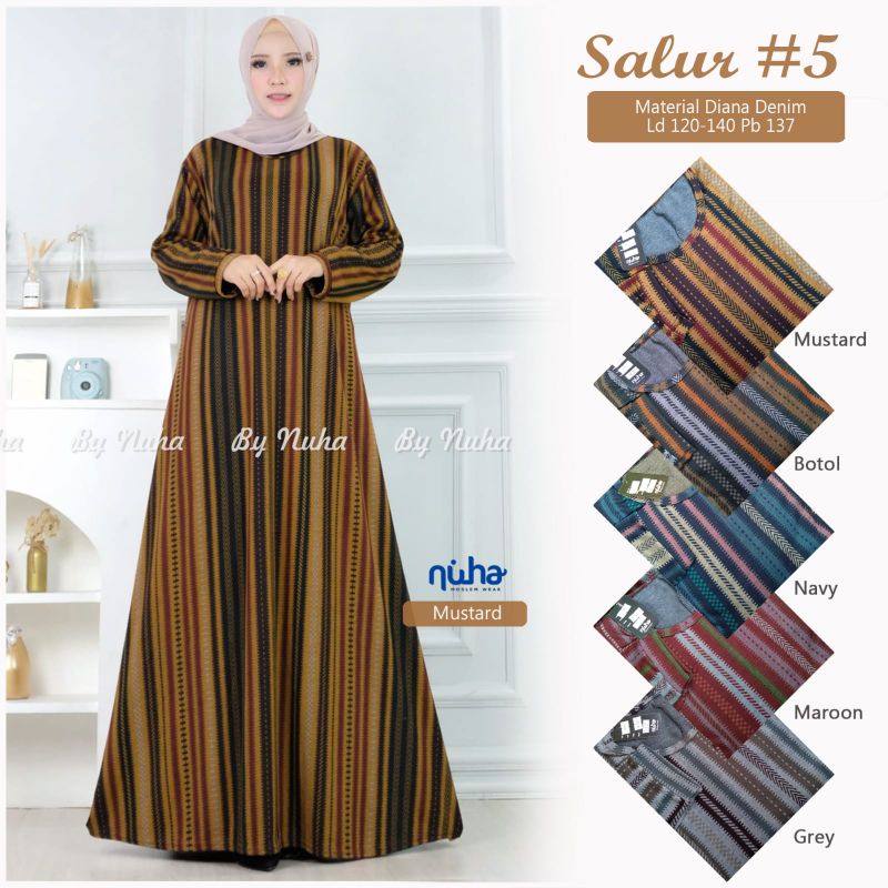 GAMIS JUMBO HARIAN KAOS DIANA DENIM LD 120 140 XXL XXXXL SALUR#5 DRES WANITA KEKINIAN MOTIF GARIS BA