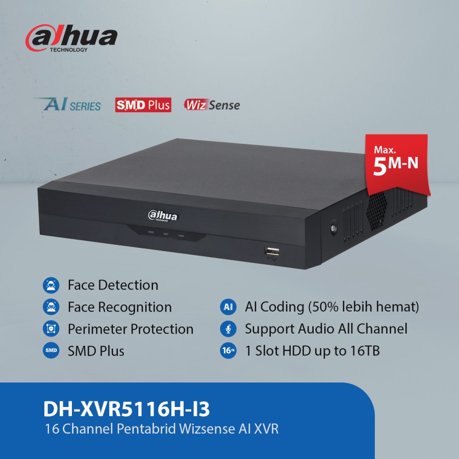 Dahua XVR5116H-I3 16ch DVR 16 channel 5MP