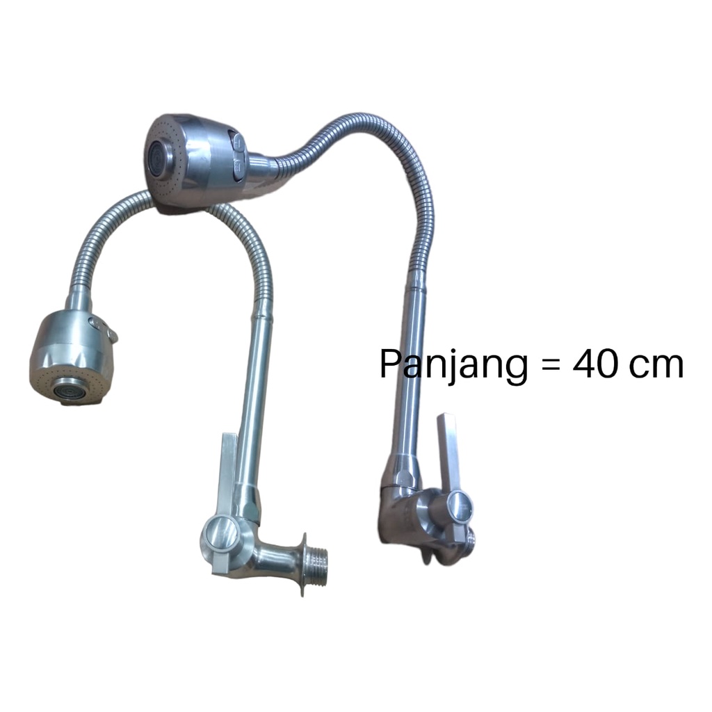 Kran Tembok Keran Angsa Cuci Piring Kran Sink Flexible 2 Mode Stainless SUS 304