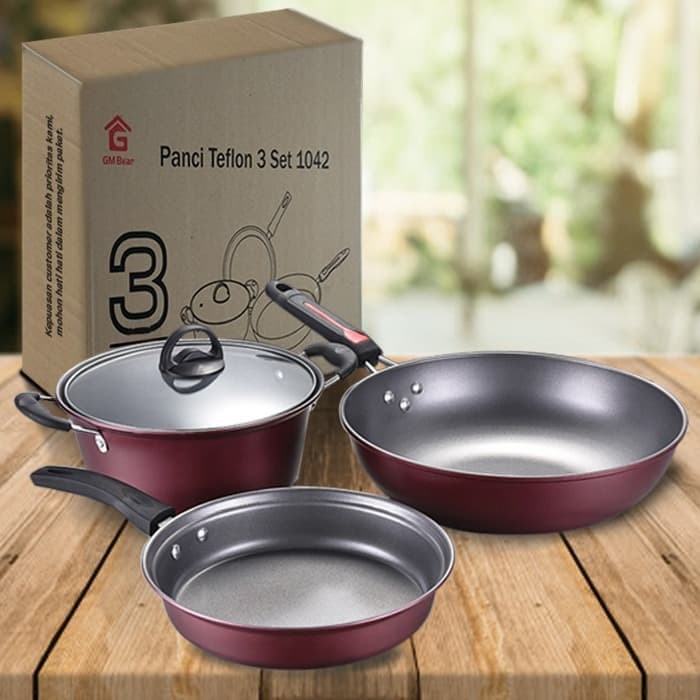 Panci Teflon 1 Set 3 pcs 1042-Panci Teflon Set 3