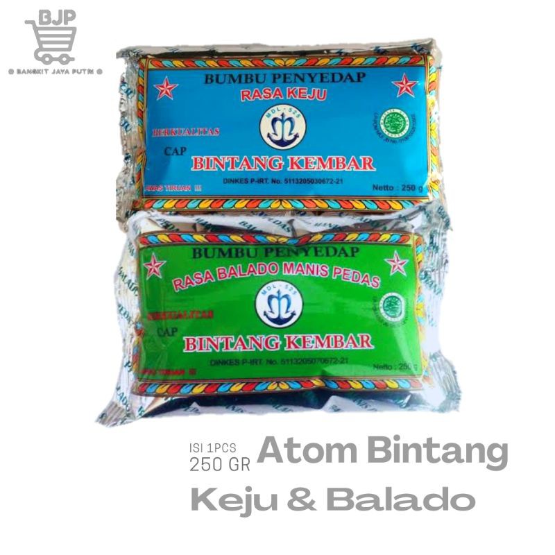 

Bumbu tabur atom bintang kembar rasa balado/ keju 250GR