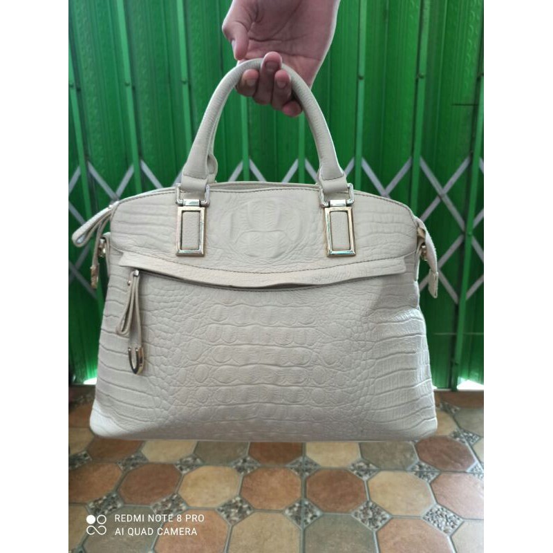 (Nanariv) Tas kulit motif croco preloved shoulder bag