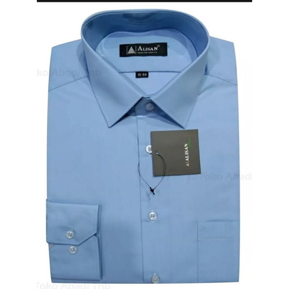 ALISAN, KEMEJA ALISAN BIRU MUDA LENGAN PANJANG ALISAN TELUR ASIN KEMEJA KANTOR
