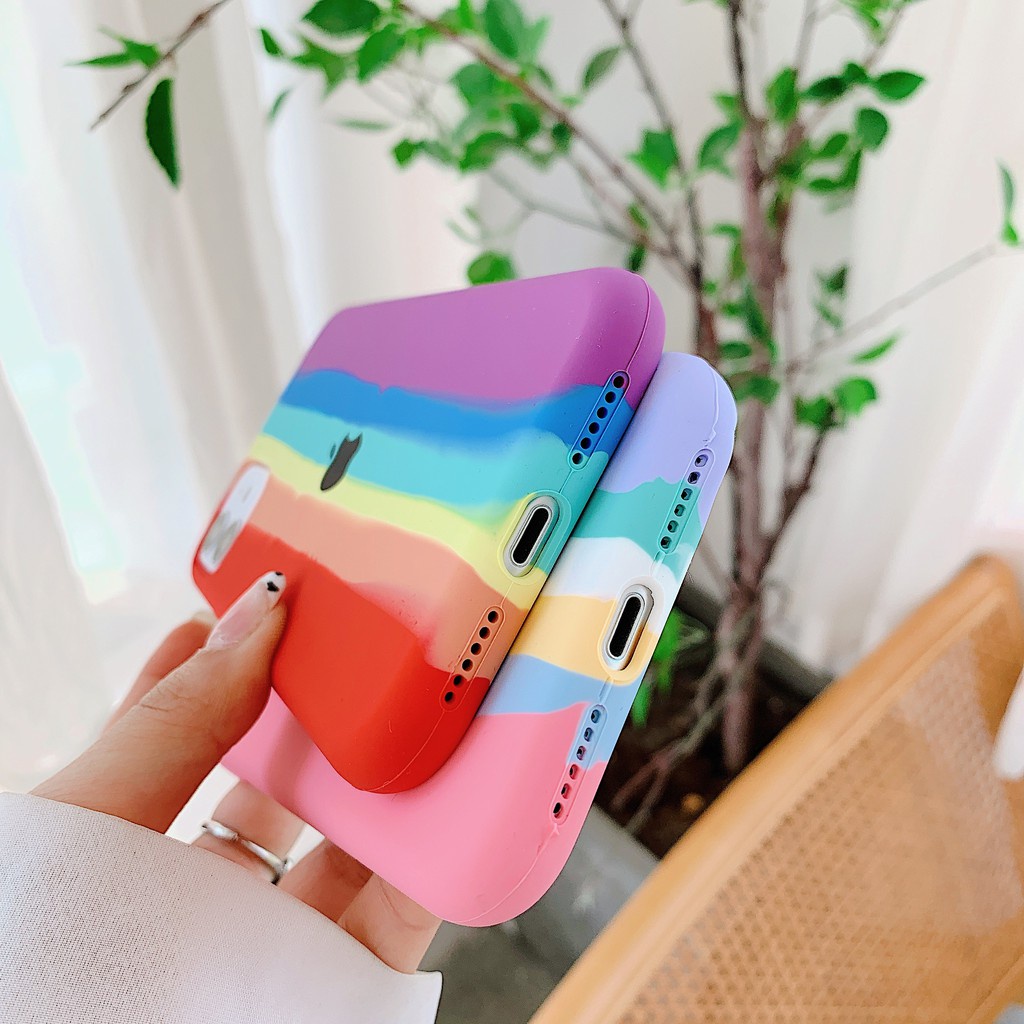 Silicone Apple Full Cover Red Pink Lengkap Rainbow Case iPhone Premium 7+/8+ X XS XS MAX XR 11 11PRO 11PROMAX WARNA RAINBOW