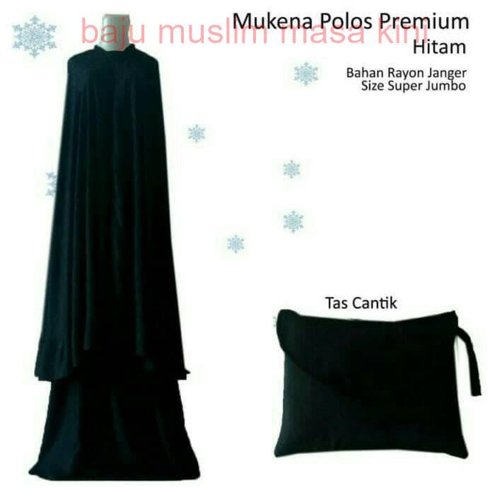 MUKENA KATUN RAYON POLOS HITAM PREMIUM