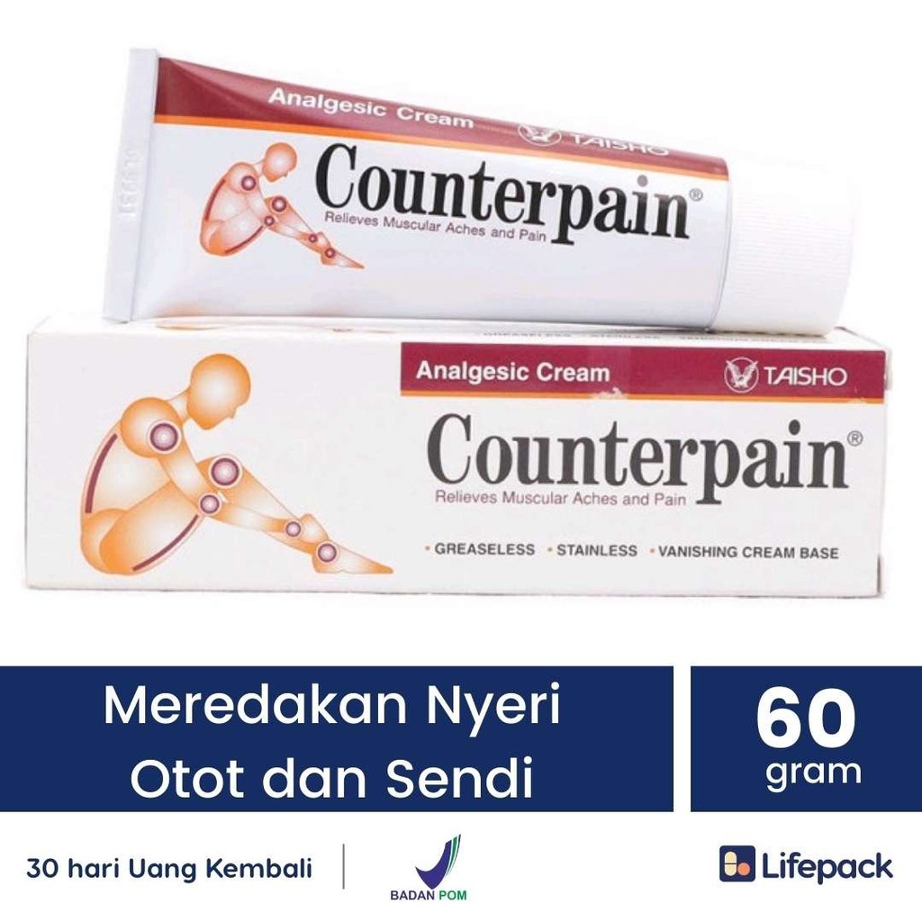 Counterpain Cream - Krim Pereda Nyeri Otot / Nyeri Sendi - Lifepack-60 Gram