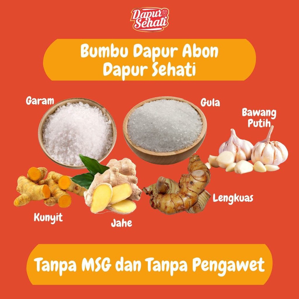 Abon Ayam - Ikan Tuna - Cakalang - Lele Original Tanpa Pengawet - isi 92 gram - Dapur Sehati Asli Alami - Non MSG Lauk Bergizi Sehat