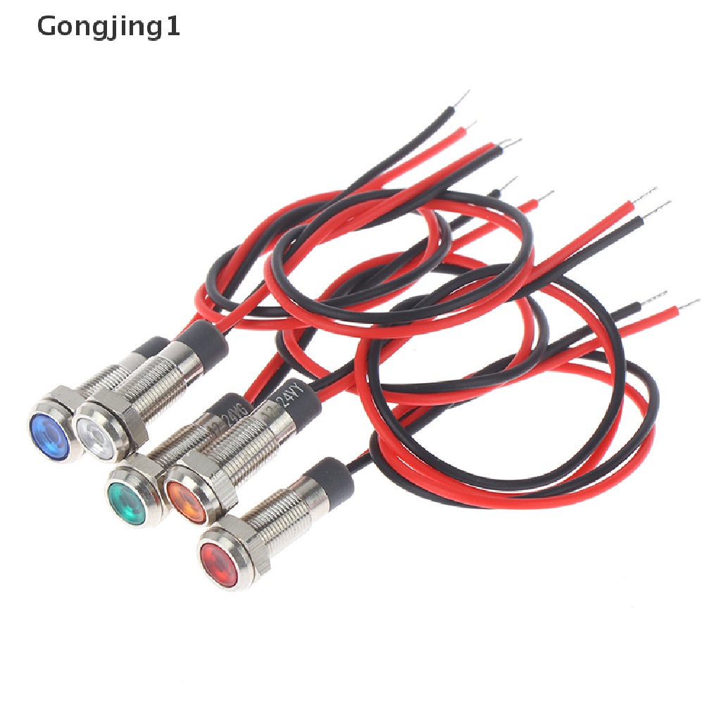 Gongjing1 P67 Lampu Indikator Peringatan led 6mm 3v 5v 6v 12v 24v 220v Anti Air Bahan metal