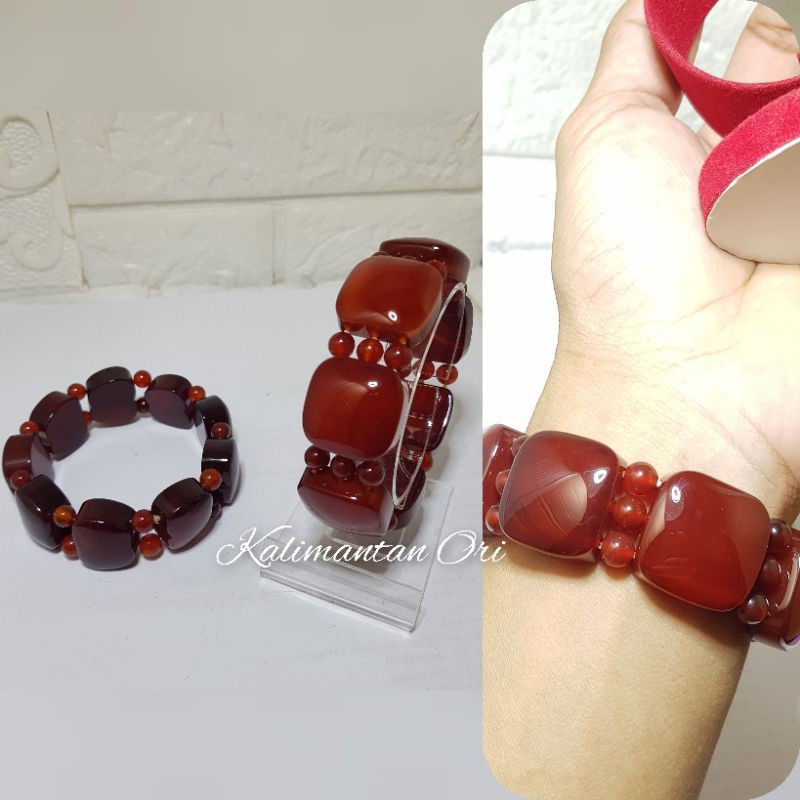 Gelang Wanita Akik Cokelat Batu Alam Asli