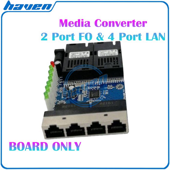 Media Converter 2 Port FO 4 Port LAN 10/100 Board Only / 2 FO 4 LAN