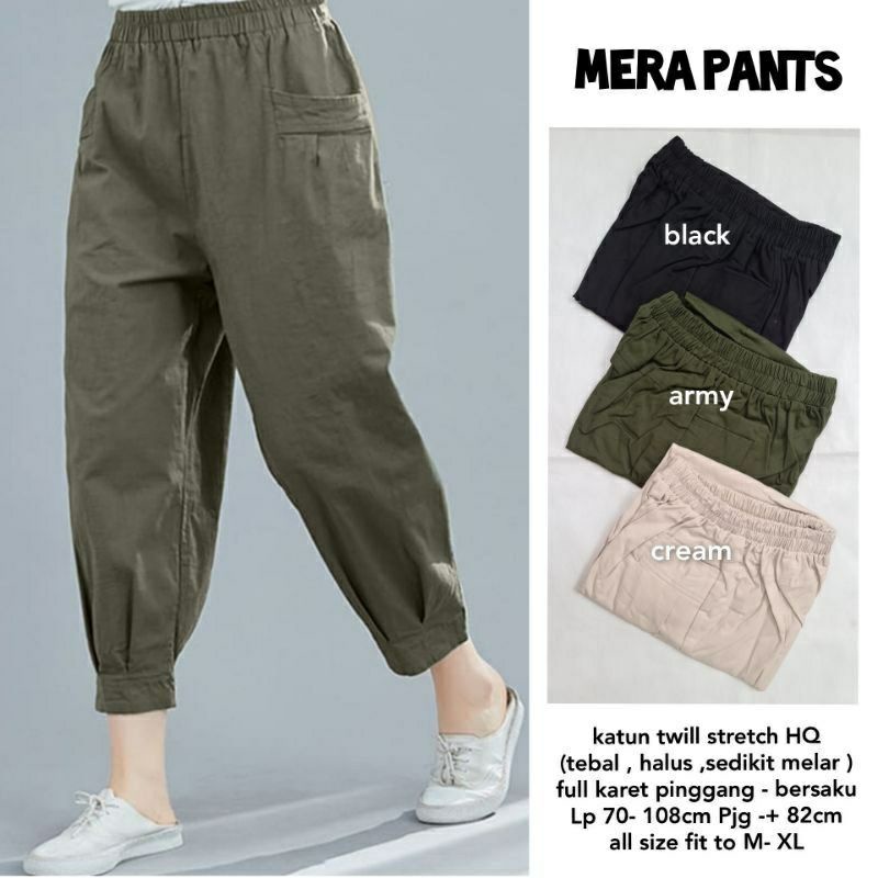 Mera pants / Celana chinos Willow pants wanita korea bahan twill stretch premium