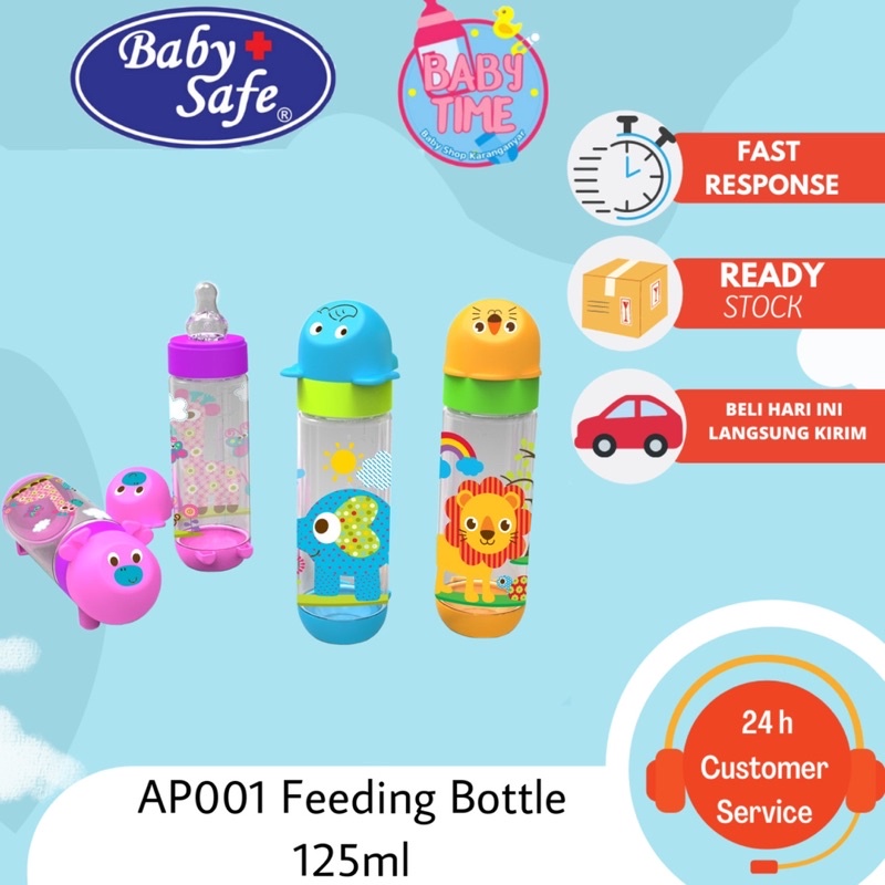 BABY SAFE Feeding Bottle Babysafe Botol Susu Slim Neck Character 250ml /125ml AP001 AP002 AP003 AP004