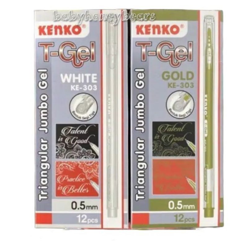 

Pulpen KE-303 T-Gel Kenko Warna White / Gold 0.5 mm Harga Satuan