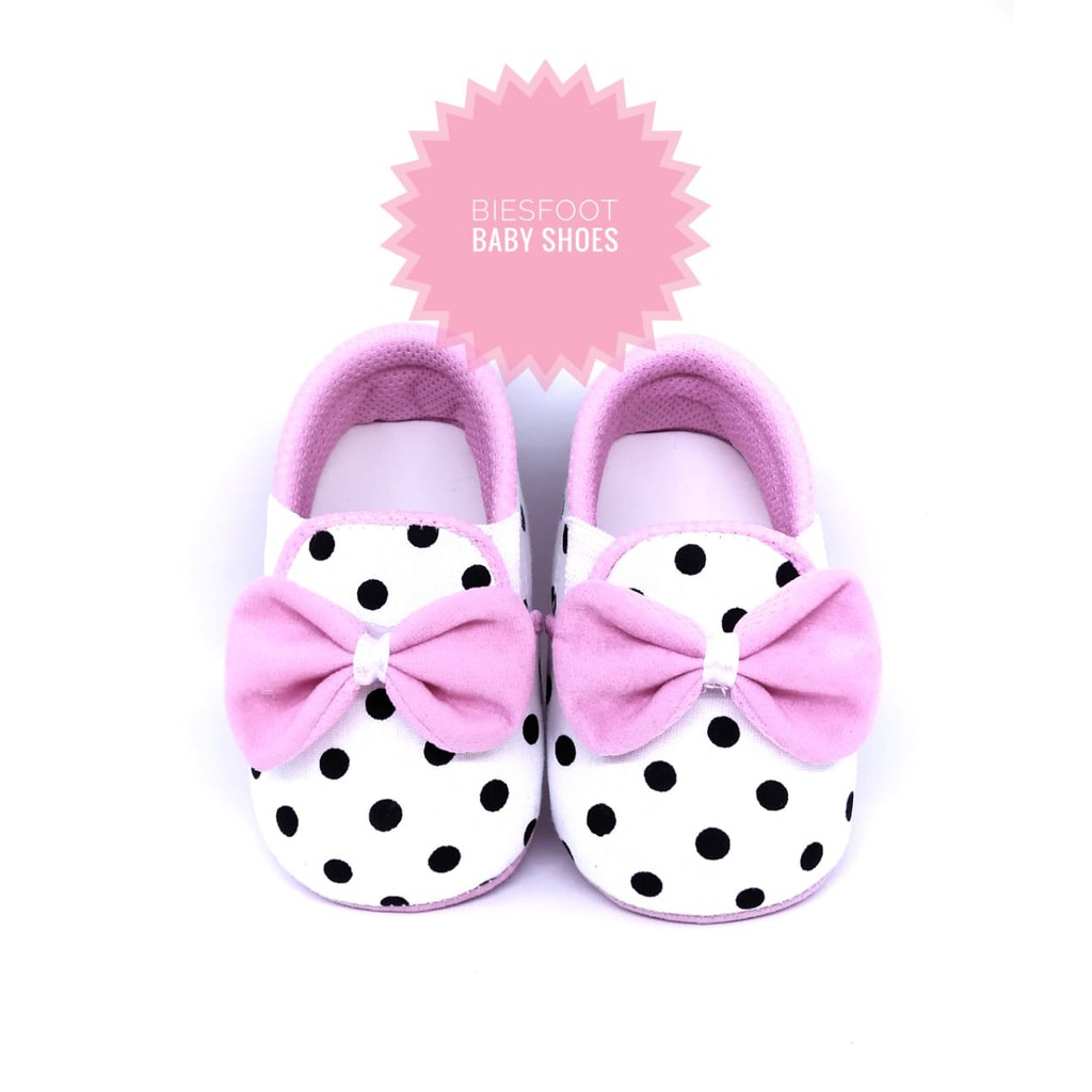 SEPATU BAYI PEREMPUAN 0-12 BULAN/ SEPATU PREWALKER/ SEPATU ANAK/ SEPATU SLIP ON POLKADOT