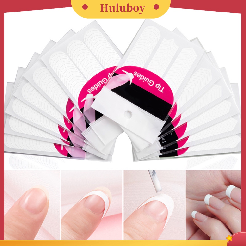 Huluboy Huluboy♡ 10 / 50Pcs Stiker Stensil Panduan Desain Print Warna Putih Ultra Tipis Untuk Manicure Wanita