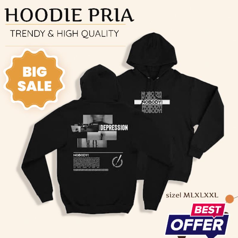 hoodie pria depression sweter hodie distro cowok keren terbaru kasual jumper fleece