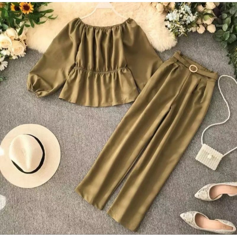 ERINA SET/blouse+pants/setelan terbaru/terlaris/moscrepe