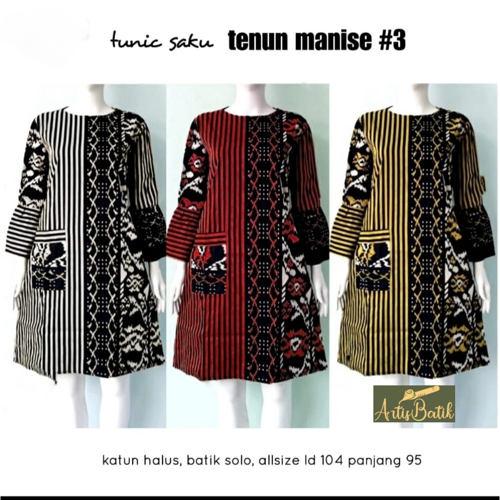 NEW ARRIVAL TUNIC SAKU TENUN MANISE #3  TUNIK BATIK  JUMBO LD XXXXXL LD 130 TUNIK MOTIF BATIK TENUN 