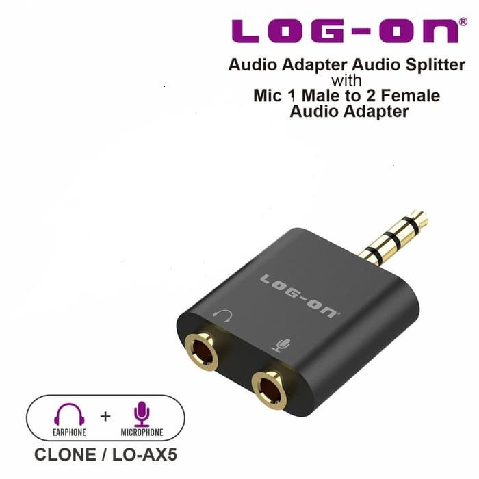 LOGON AUDIO SPLITTER ADAPTER LO-AX5 SUPPORT MIC-EARPHONE JACK 3.5MM