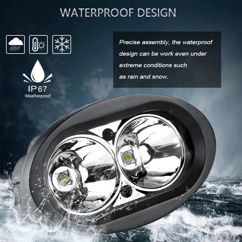Lampu tembak sorot LED OWL 20 watt 3 mode worklight cree 2 mata  Putih-kuning