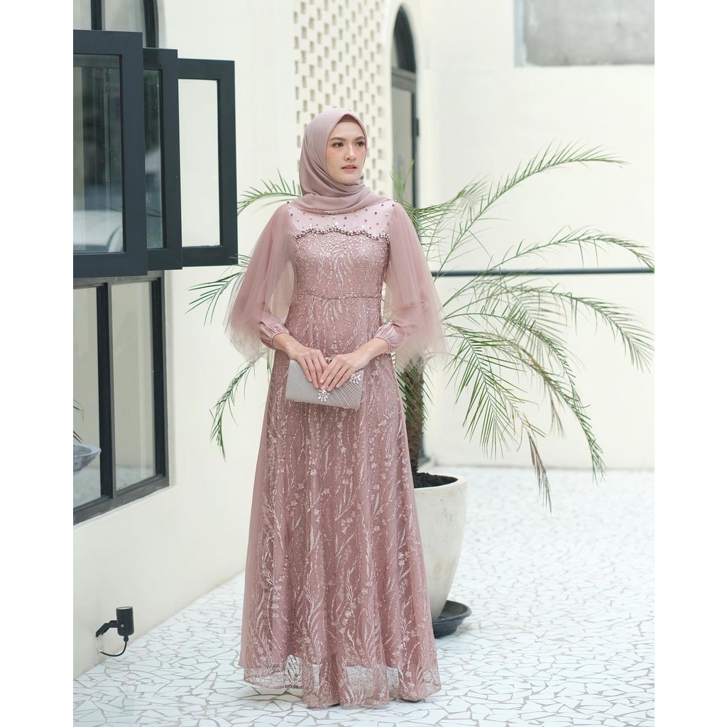 Gamis Brukat Modern Terbaru, Gamis Remaja Dress Wanita Dress Kondangan Lamaran Wisuda Lebaran 2022-2
